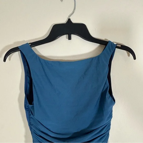 Miraclesuit Ruched One Piece Swimsuit Size 10 Teal Blue Slimming Lined Underwire - Picture 2 of 14